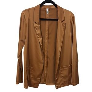 Glam Orange Gold Blazer with Notched Lapels Satiny